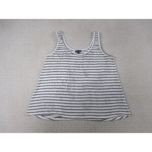 Fang Shirt Womens Large‎ White Black Striped Casual Scoop Sleeveless Tank Top